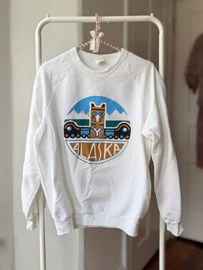 Vintage 1980s Jani Alaska totem pole travel souvenir pullover sweatshirt